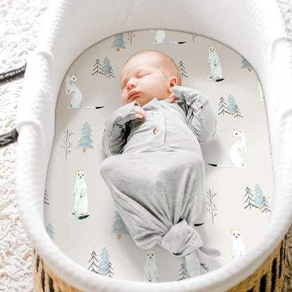 GRSSDER Stretchy Ultra Soft Fitted Bassinet Sheet Set 3 Pack, Universal Fit - Image 3