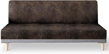 molasofa Leather Like Stretch Futon Slipcover Armless Futon Bed Sofa Cover by Molasofa