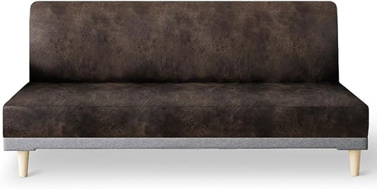 molasofa Leather Like Stretch Futon Slipcover Armless Futon Bed Sofa Cover by Molasofa