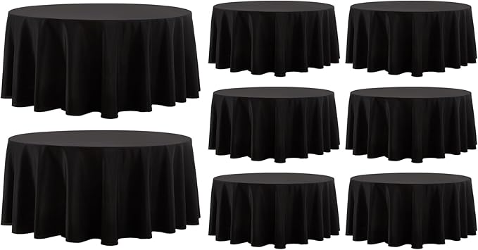 Round Tablecloth 8 Pack 108 Inch Black Tablecloths Washable Decorative Linen by AOCOZHomeLifeMuseum
