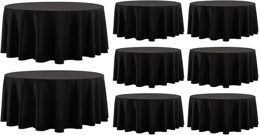 Round Tablecloth 8 Pack 108 Inch Black Tablecloths Washable Decorative Linen by AOCOZHomeLifeMuseum