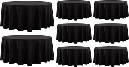 Round Tablecloth 120 Inch 8 Pack Black Tablecloths Washable Decorative Linen by AOCOZHomeLifeMuseum