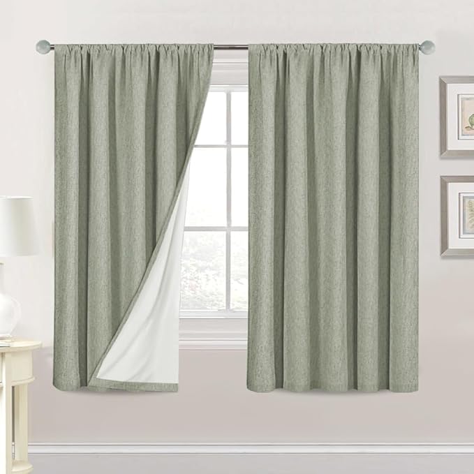 H.VERSAILTEX Linen Look 100% Blackout Curtains 63 Inches Long by HVERSAILTEX