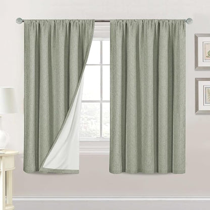 H.VERSAILTEX Linen Look 100% Blackout Curtains 63 Inches Long by HVERSAILTEX