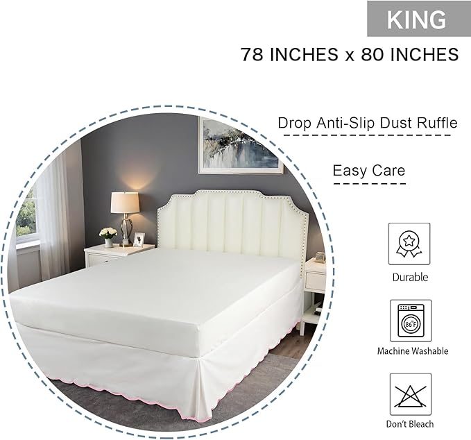 HIG Off-White Chic King Bed Skirt - Image 2