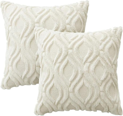 MIULEE Cream White Throw Pillow Covers 20x20 Inch, Soft Winter Plush Faux Wool - Image 6
