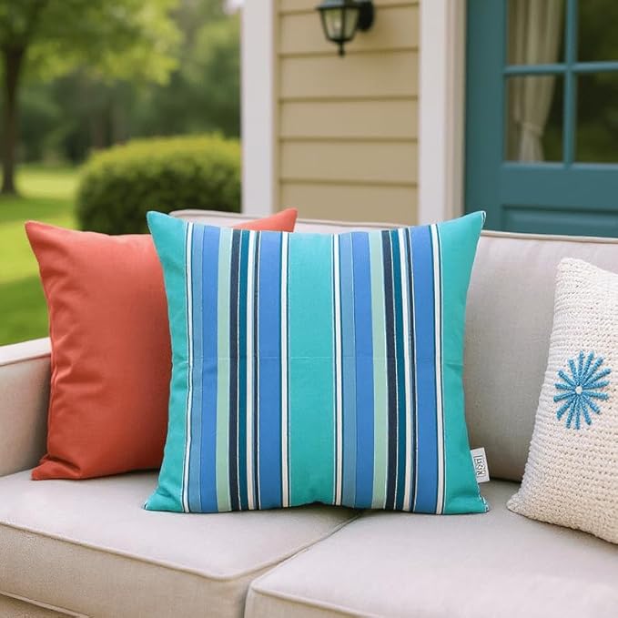 RSH DECOR: Sunbrella Square Throw Pillows Set of 2 | 20" x 20" | Water and - Image 2