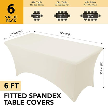 6-Pack Premium Cream Spandex Tablecloths - Image 6