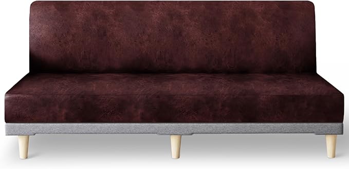 molasofa Leather Like Stretch Futon Slipcover Armless Futon Bed Sofa Cover by Molasofa