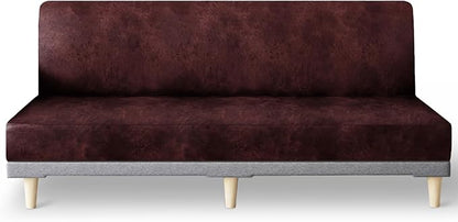 molasofa Leather Like Stretch Futon Slipcover Armless Futon Bed Sofa Cover by Molasofa