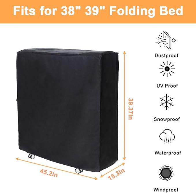 Rollaway Bed Cover 39.5"x15.5"x45.2" Dustproof and Waterproof Folding Bed - Image 2