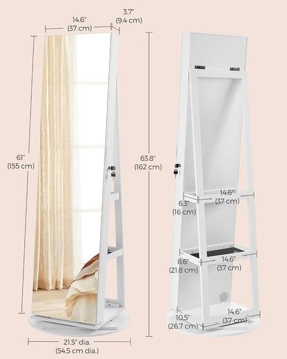 songmics 6 leds mirror jewelry cabinet organizer, 360°, package contents