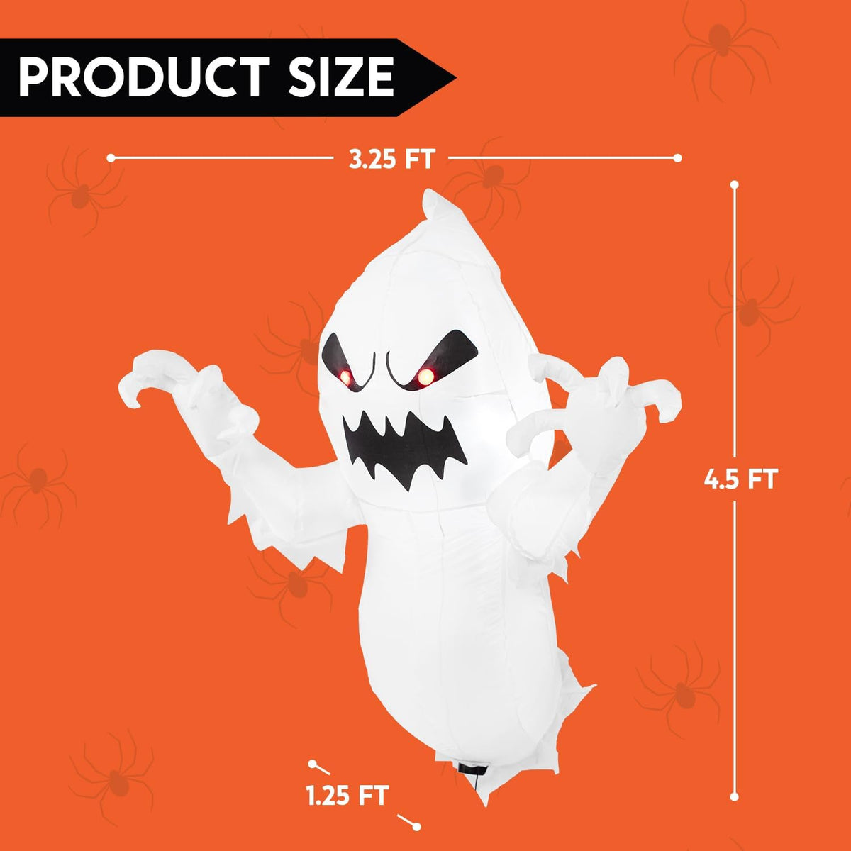 Joiedomi 4.5 FT Halloween Inflatable Ghost with Build-in LEDs, Blow Up Flying Ghost Broke Out from Window for Halloween Window Decorations, Yard, Garden, Lawn Decoration