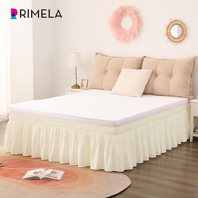 RIMELA Bed Skirt King Size 12 Inch Drop, Wrap Around Elastic Bedskirt Solid - Image 4