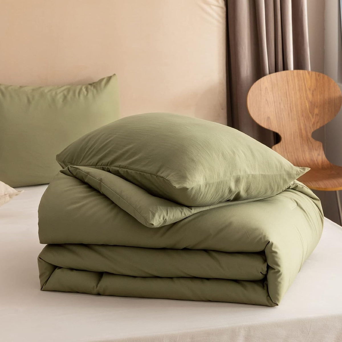 rosgonia queen comforter set olive green, 3pcs bedding, package contents