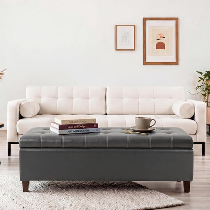 joveco 51 inch storage bench,leather tufted storage ottoman, package contents