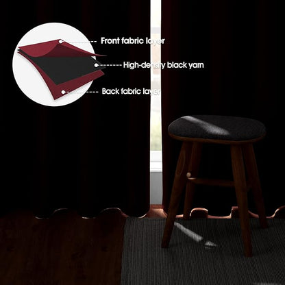 HOMEIDEAS Burgundy Red Blackout Curtains - Image 3