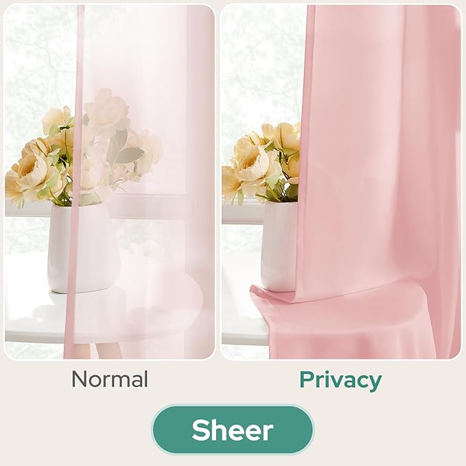 HOMEIDEAS Non-See-Through Pink Privacy Semi Sheer Curtains 84 Inches Long 2 - Image 4