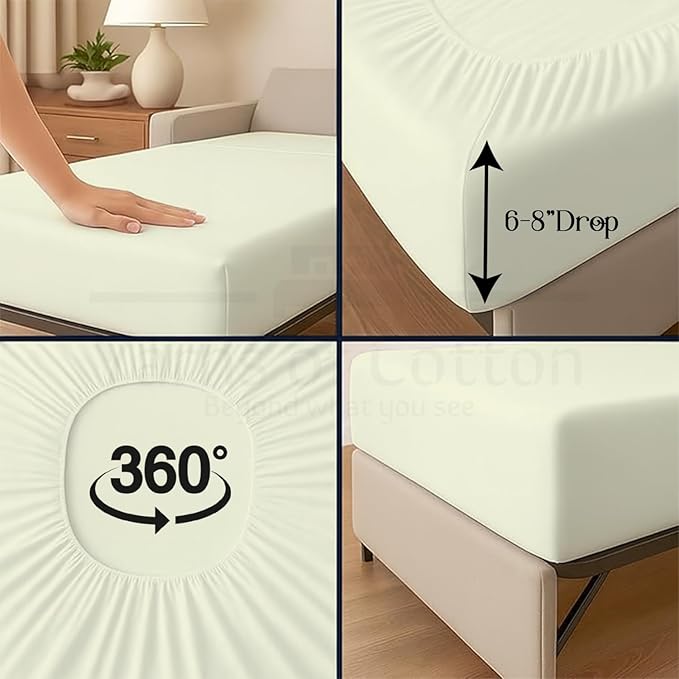 Sleeper Sofa 4 Piece Bed Sheet Set Premium Quality 100% Cotton 500 Thread Count - Image 9