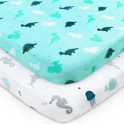 Pack and Play Sheets Fitted, Mini Crib Sheets 2 Pack, Playard Sheets Compatible by SpringspiritBedding