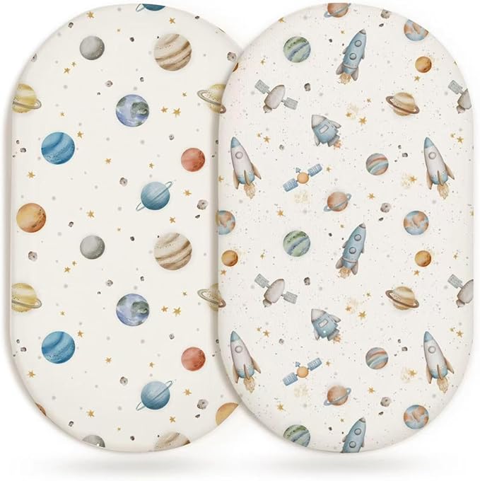 Bassinet Sheets for Baby Girls Boys 2 Pack, Fitted Baby Mattress Sheet for by Home