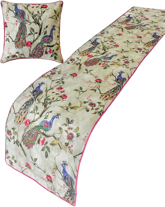 The HomeCentric King/Queen/Twin Pink & Purple Decorative King 90"x18" Bed Runner - Image 4