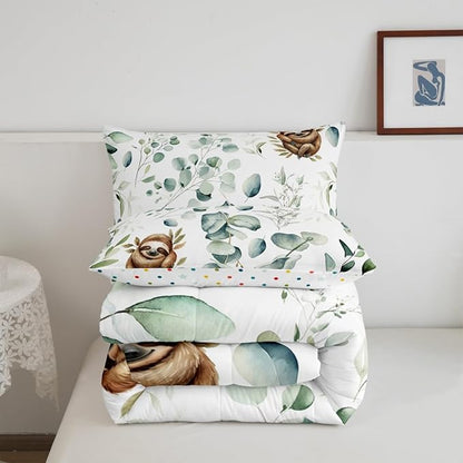 Erosebridal Girls Kawaii Animal Full Comforter Set Cute Sloth Bedding Set Full - Image 6