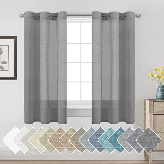 H.VERSAILTEX Linen Curtains Nickel Grommet Natural Linen Semi-Sheer Curtains 2 by HVERSAILTEX