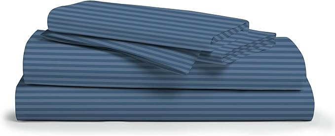 Mayfair Linen 100% Cotton Striped Sheets Split King Size Bed Set by MayfairLinen