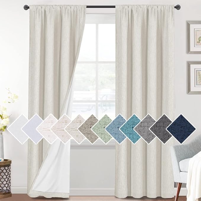 H.VERSAILTEX Linen Look 100% Blackout Curtains 84 Inches Long by HVERSAILTEX