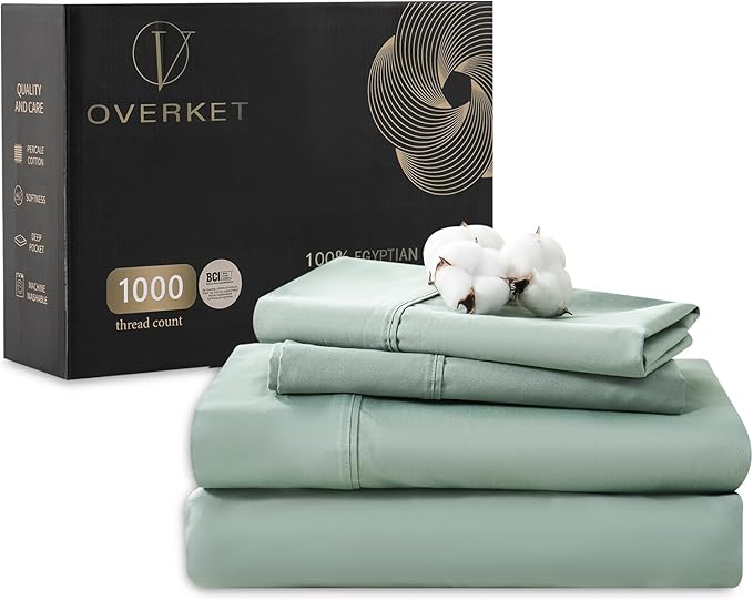 100% Egyptian Cotton Sheets Cal King Sheet Set 1000 Thread Count Sateen Weave by overket