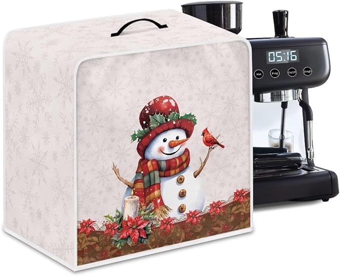 Christmas Coffee Maker Cover, Cute Snowman Cardinal Coffee Dust Protector by Unknown