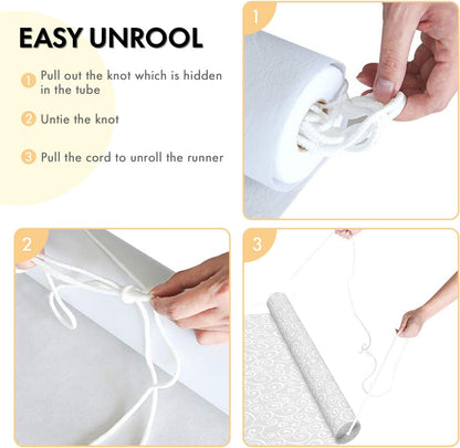 Thickened Aisle Runner for Wedding CeremonyFeet White Aisle Runner Walkway for Indoor Outdoor Wedding Church Decorations ，Halloween Parties can Also use a Carpet，50g(Vine, 3x50Feet)