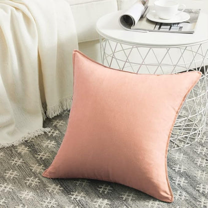 Fancy Homi 24x24 Pillow Covers, Super Soft Faux Suede Square Solid Coral - Image 2