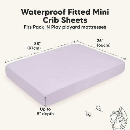 2-Pack Waterproof Pack and Play Sheets, Mini Crib Sheets Fitted - Image 3