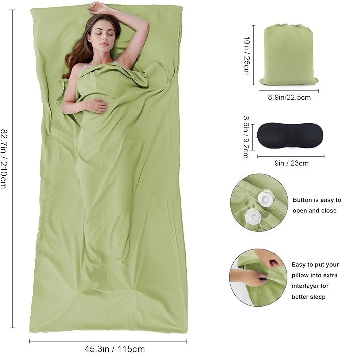Sleeping Bag Liner, Travel Sheet & Adult Sleep Sack, Camping Sheets Travel - Image 2
