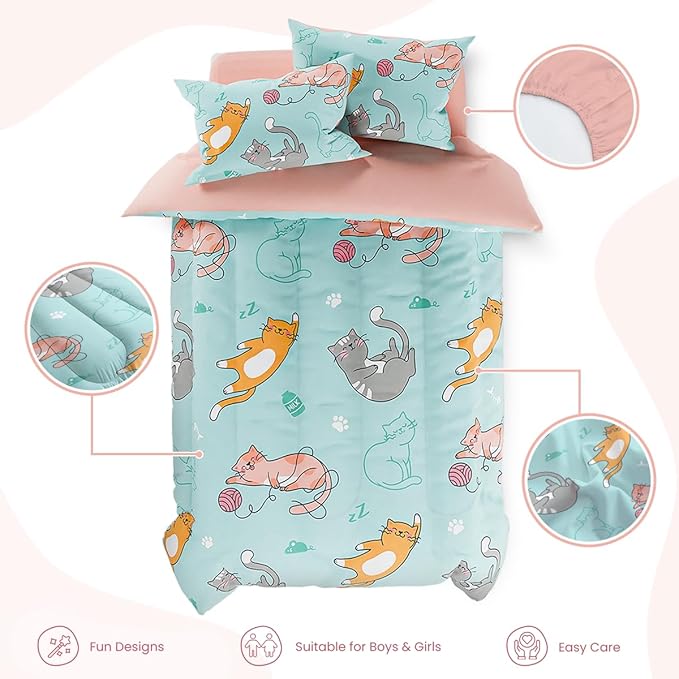 SANDJEST Cat Comforter Set Twin - Image 2