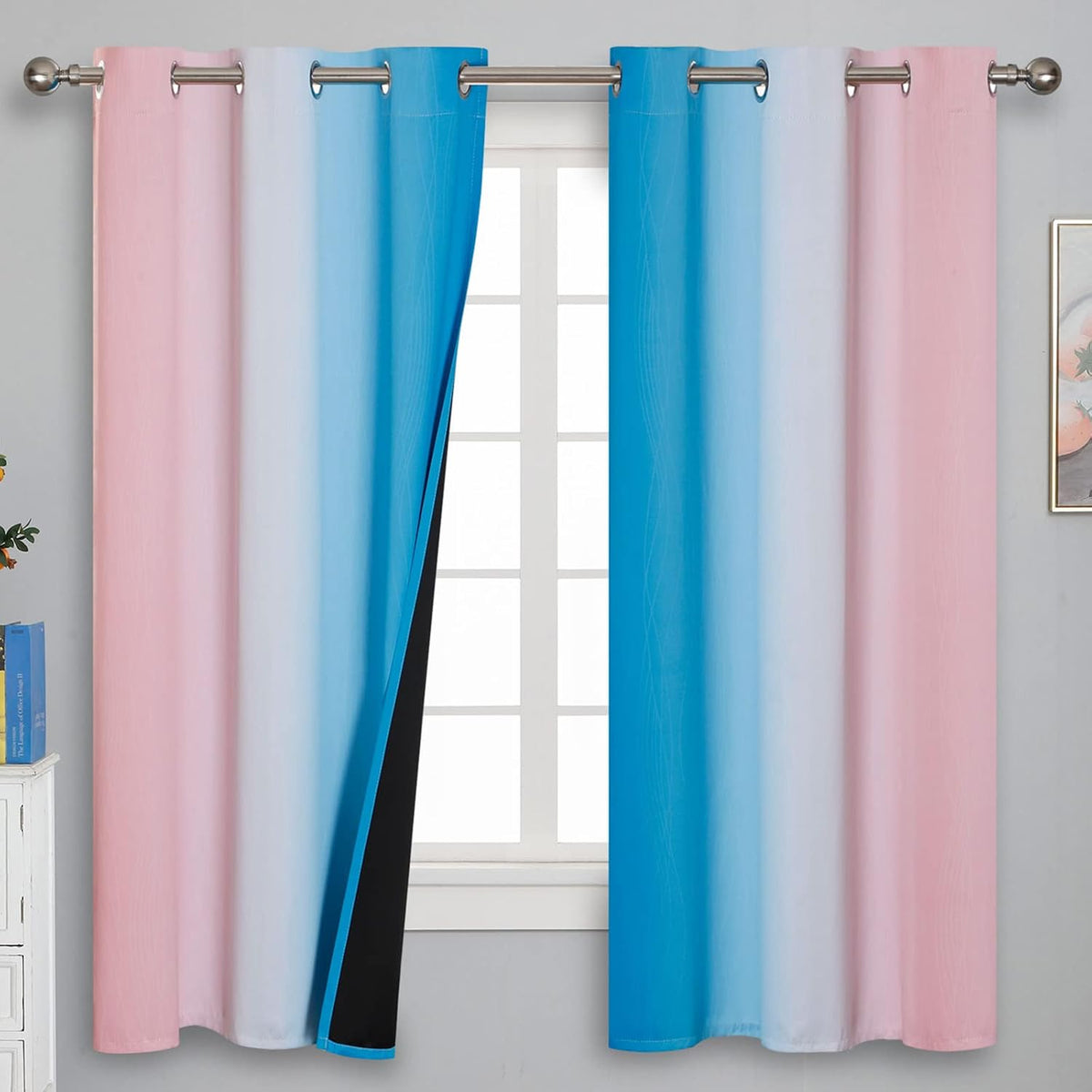 estelar textiler pink and blue ombre curtains for shown in use