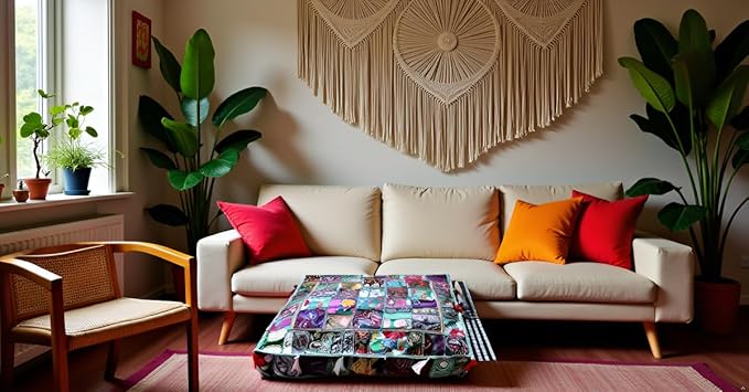 CRAFT KALA Indian Square Patchwork Traditional Pouf Cover Indian Living Room - Image 3