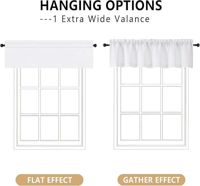 OVZME White Valance for Windows, Light Filtering Thick Textured Small Cafe - Image 3