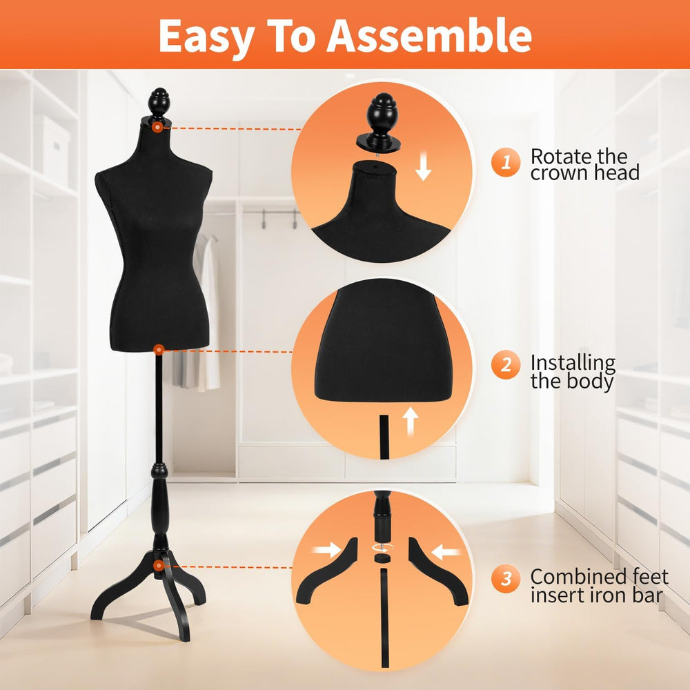 FDW | Female Mannequin Torso | Black | with 7" Height Adjustment