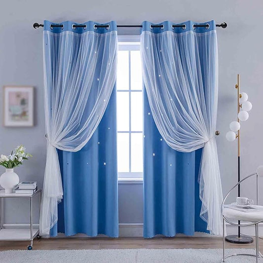 Anytime Girls Curtains for Bedroom Star Hollow Out Blackout Curtains for Kids by Anytime