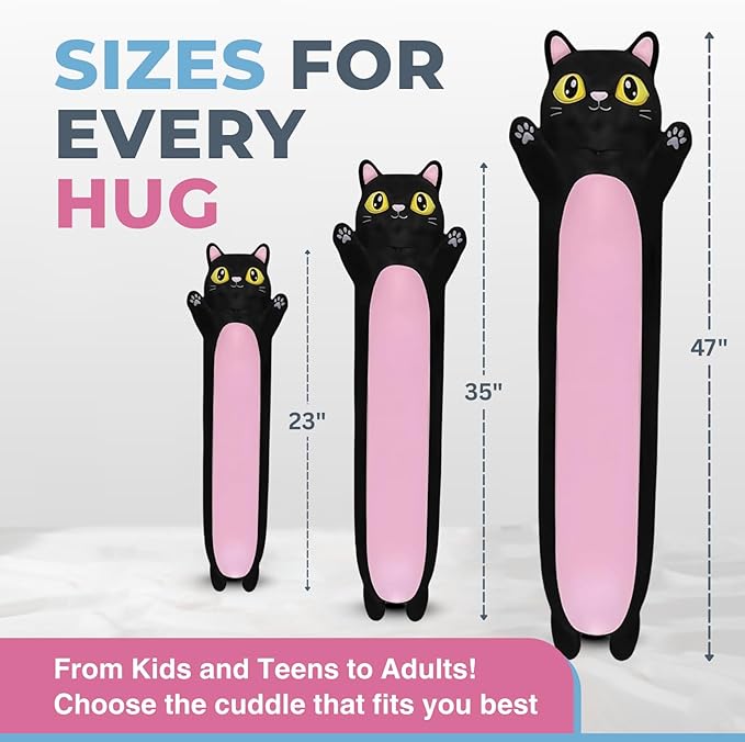 Black Cat Plush Body Pillow for Kids | Long Stuffed Animal Cuddle Pillow | Soft - Image 8