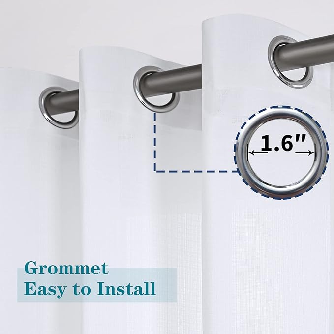 BGment Natural Linen Look Semi Sheer Curtains - Image 3