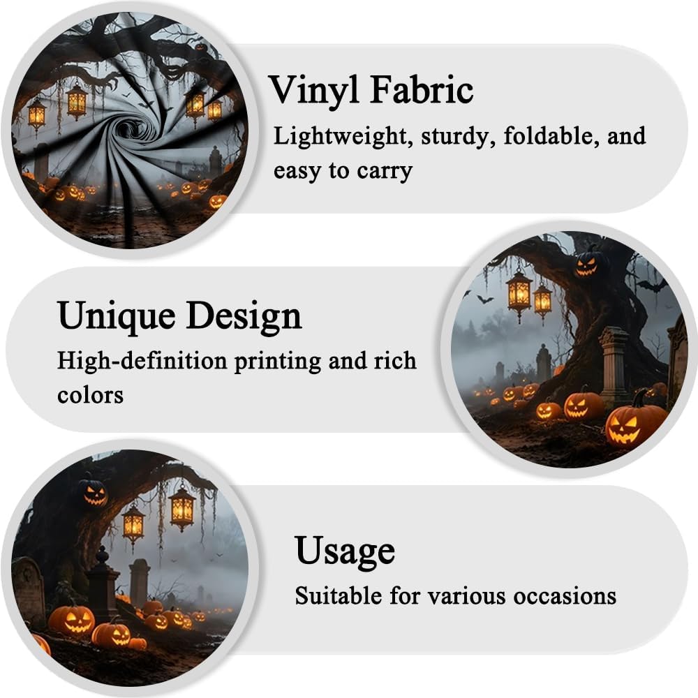 Halloween Scary Cemetery Backdrop Dead Branch Forest 20x10f