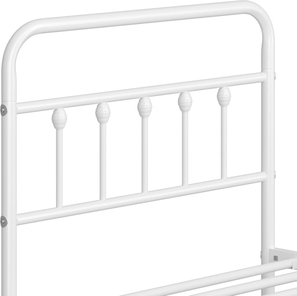 Yaheetech 2 Pcs Twin Bed Frame with Headboard, Victorian Vintage White Iron