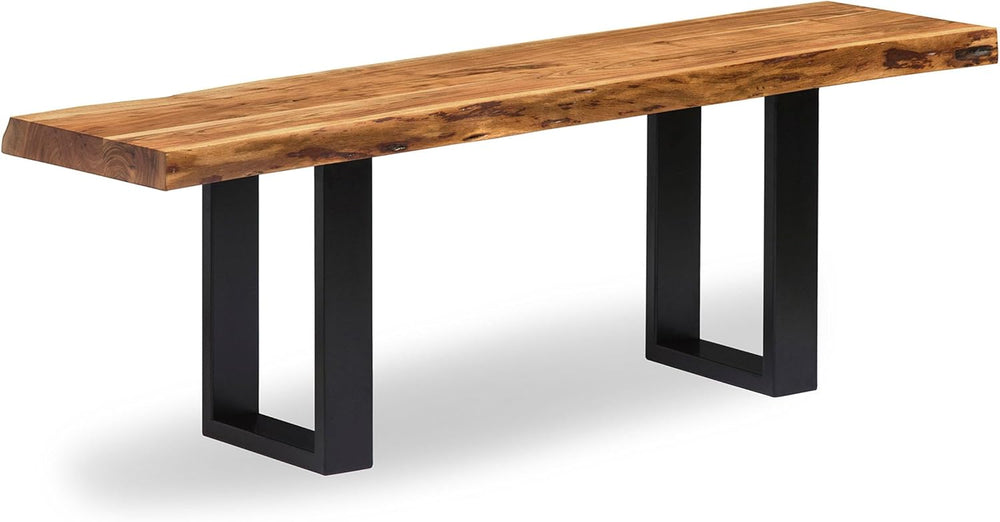 Alaterre Alpine Live Edge Solid Wood Rustic Entryway Bench, Natural, 48”