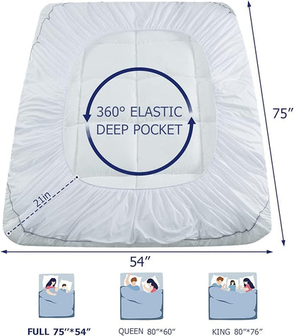 Marine Moon Extra Thick Cooling Plush Pillow Top Mattress Bed Topper, Fluffy - Image 6