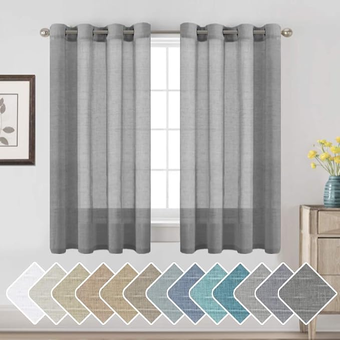 H.VERSAILTEX Linen Curtains Nickel Grommet Natural Linen Semi-Sheer Curtains 2 by HVERSAILTEX
