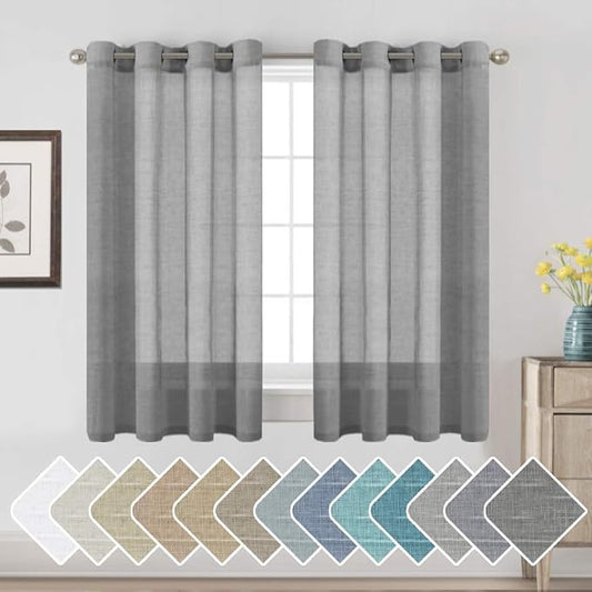 H.VERSAILTEX Linen Curtains Nickel Grommet Natural Linen Semi-Sheer Curtains 2 by HVERSAILTEX
